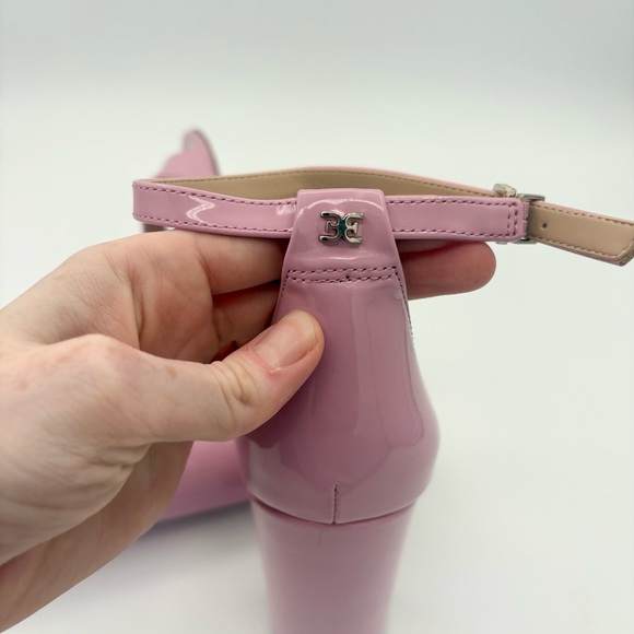 NEW Sam Edelman Yaro Heels Sandals Ankle Strap Patent Pink Girly Women’s 9.5 - Picture 8 of 10